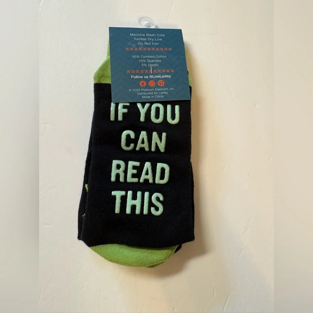 Black and Green Women's novelty grip Socks